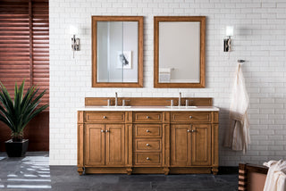 72 Inch Bristol Freestanding Vanity in Saddle Brown / White Zeus Top