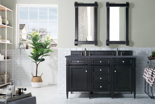 60 Inch Brittany Freestanding Vanity in Black Onyx / Charcoal Soapstone Top