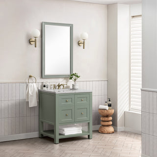 30 Inch Breckenridge Freestanding Vanity in Smokey Celadon / Eternal Jasmine Pearl Top