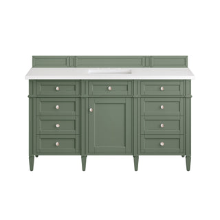 60 Inch Brittany Freestanding Vanity in Smokey Celadon / White Zeus Top