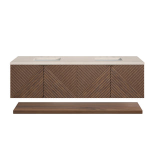 72 Inch Marcello Floating Vanity in Chestnut / Eternal Marfil Top