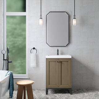 23.63 Inch Chianti Freestanding Vanity in Walnut Whisper / White Glossy Top