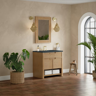 36 Inch Solene Freestanding Vanity in Seaside Oak / Charcoal Soapstone Top