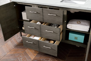 60 Inch Metropolitan Dual Mount Vanity in Silver Oak / Ethereal Noctis Top