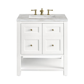 30 Inch Breckenridge Freestanding Vanity in Bright White / Victorian Silver Top