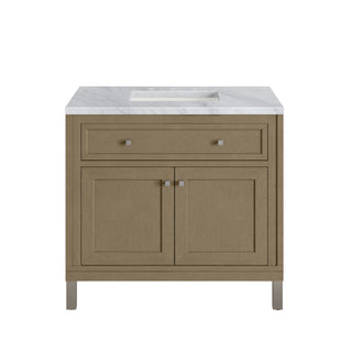 36 Inch Chicago Freestanding Vanity in Walnut Whisper / Carrara White Top