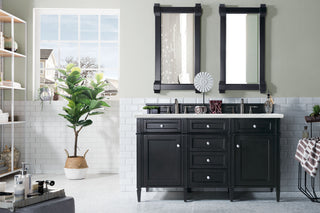 60 Inch Brittany Freestanding Vanity in Black Onyx / Ethereal Noctis Top