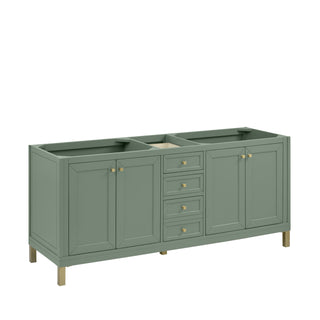 72 Inch Chicago Freestanding Vanity in Smokey Celadon / Eternal Jasmine Pearl Top