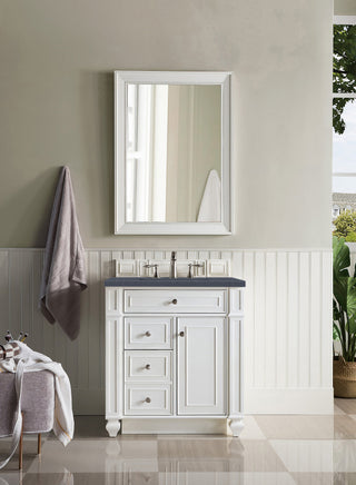 30 Inch Bristol Freestanding Vanity in Bright White / Charcoal Soapstone Top