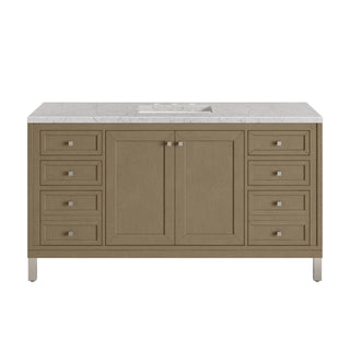 60 Inch Chicago Freestanding Vanity in Walnut Whisper / Eternal Jasmine Pearl Top