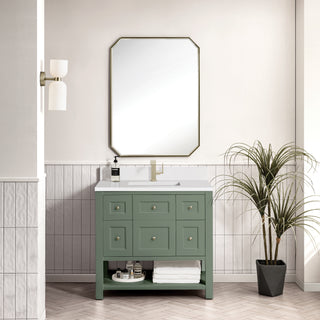 36 Inch Breckenridge Freestanding Vanity in Smokey Celadon / White Zeus Top