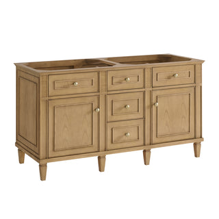 60 Inch Lorelai Freestanding Vanity in Light Natural Oak / White Zeus Top