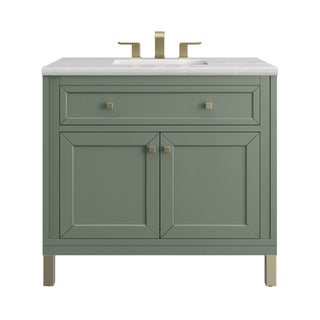 36 Inch Chicago Freestanding Vanity in Smokey Celadon / Arctic Fall Top