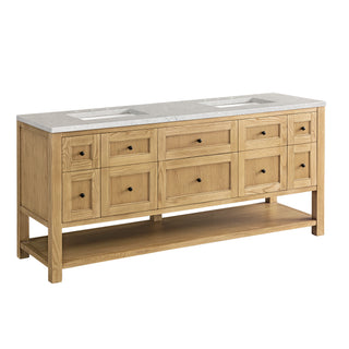 72 Inch Breckenridge Freestanding Vanity in Light Natural Oak / Eternal Jasmine Pearl Top
