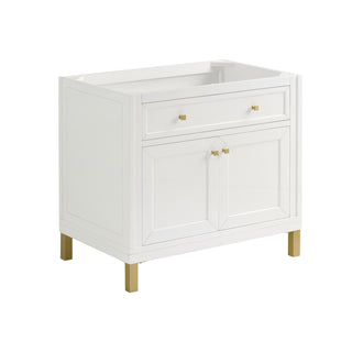 36 Inch Chicago Freestanding Vanity in Glossy White / Charcoal Soapstone Top