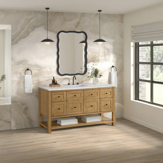 60 Inch Breckenridge Freestanding Vanity in Light Natural Oak / Ethereal Noctis Top