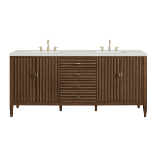 72 Inch Myrrin Freestanding Vanity in Mid-Century Walnut / Lime Delight Top