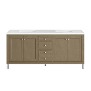 72 Inch Chicago Freestanding Vanity in Walnut Whisper / Victorian Silver Top