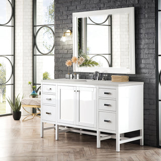 60 Inch Addison Freestanding Vanity in Glossy White / Lime Delight Top