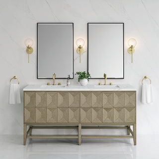72 Inch Emmeline Freestanding Vanity in Pebble Oak / Ethereal Noctis Top