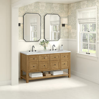 60 Inch Breckenridge Freestanding Vanity in Light Natural Oak / Ethereal Noctis Top