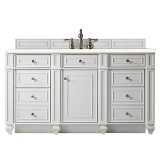 60 Inch Bristol Freestanding Vanity in Bright White / Eternal Marfil Top