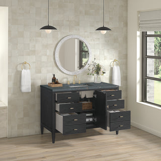 48 Inch Myrrin Freestanding Vanity in Carbon Oak / Parisien Bleu Top