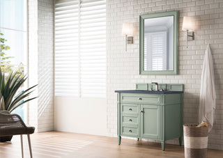 36 Inch Brittany Freestanding Vanity in Sage Green / Charcoal Soapstone Top