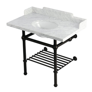 Pemberton 36 Inch Console Sink in Carrara Marble