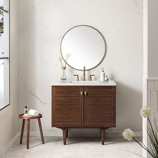 36 Inch Amberly Dual Mount Vanity in Mid-Century Walnut / Lime Delight Top