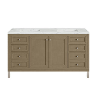 60 Inch Chicago Freestanding Vanity in Walnut Whisper / Ethereal Noctis Top