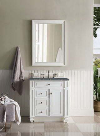 30 Inch Bristol Freestanding Vanity in Bright White / Parisien Bleu Top