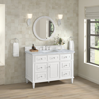 48 Inch Lorelai Freestanding Vanity in Bright White / Carrara White Top