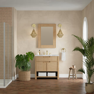 36 Inch Solene Freestanding Vanity in Seaside Oak / Carrara White Top
