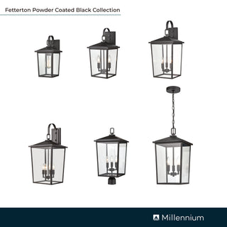 Fetterton 3-Light Outdoor Hanging Lantern Powder Coated Black