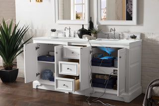 73.25 Inch De Soto Freestanding Vanity in Bright White / Ethereal Noctis Top