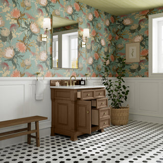 36 Inch Brookfield Freestanding Vanity in Pecan / Ethereal Noctis Top
