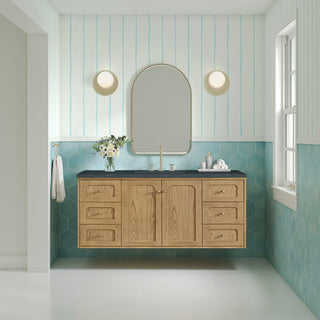 60 Inch Laurent Dual Mount Vanity in Light Natural Oak / Charcoal Soapstone Top