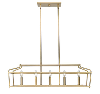 Nellita 34" Wide 5-Light Island - Vintage Brass