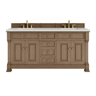 72 Inch Brookfield Freestanding Vanity in Pecan / Lime Delight Top