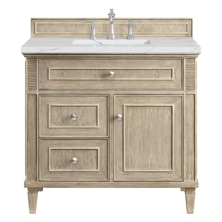 36 Inch Lorelai Freestanding Vanity in Whitewashed Oak / Ethereal Noctis Top