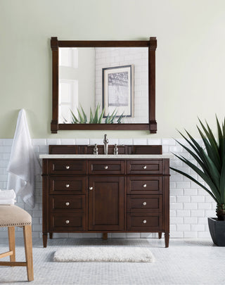 48 Inch Brittany Freestanding Vanity in Burnished Mahogany / Eternal Jasmine Pearl Top