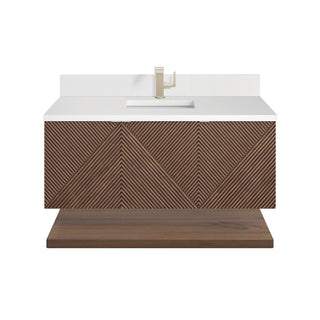48 Inch Marcello Floating Vanity in Chestnut / White Zeus Top