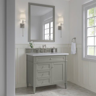 36 Inch Brittany Freestanding Vanity in Urban Gray / White Zeus Top
