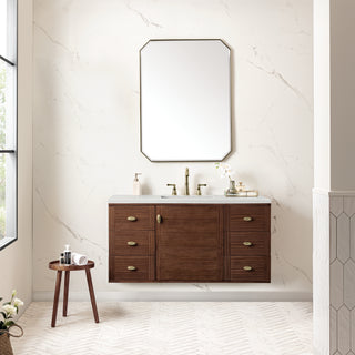 48 Inch Amberly Dual Mount Vanity in Mid-Century Walnut / Lime Delight Top