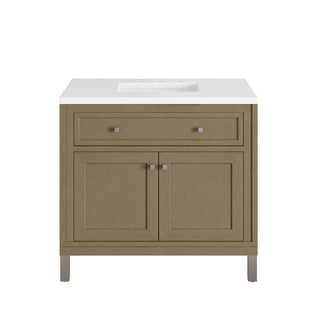 36 Inch Chicago Freestanding Vanity in Walnut Whisper / White Zeus Top