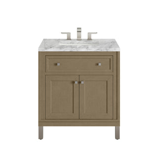 30 Inch Chicago Freestanding Vanity in Walnut Whisper / Carrara White Top