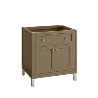 30 Inch Chicago Freestanding Vanity in Walnut Whisper / Victorian Silver Top