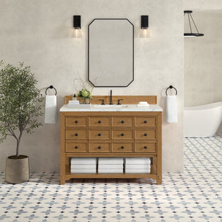 48 Inch Malibu Freestanding Vanity in Amber Birch / Ethereal Noctis Top