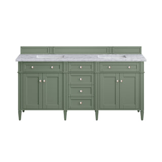 72 Inch Brittany Freestanding Vanity in Smokey Celadon / Carrara White Top